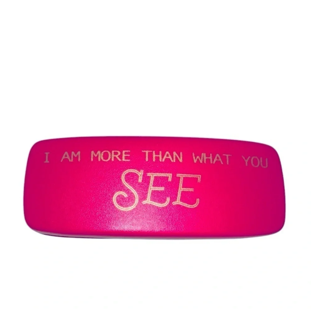 Pink Eyeglass Case with Gold Text “ I AM MORE THAN WHAT YOU SEE”